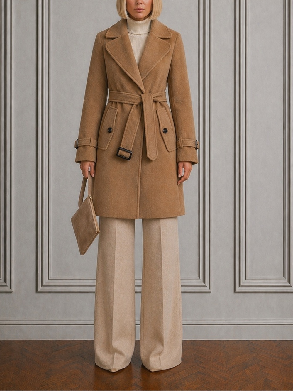 Burberry camel hair wool teddy tan trench coat jacket XS 2